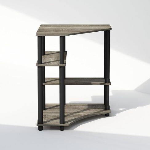 Furinno Turn-N-Tube Multipurpose Corner Shelf, Display Rack, Bookshelf, French Oak/Black in Saudi Arabia