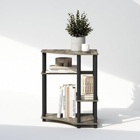 Furinno Turn-N-Tube Multipurpose Corner Shelf, Display Rack, Bookshelf, French Oak/Black in Saudi Arabia