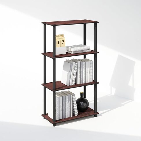 Furinno Turn-N-Tube Multipurpose Corner Shelf, Display Rack, Bookshelf, French Oak/Black in Saudi Arabia