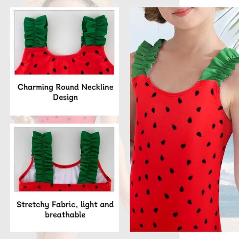 XiaoMoSha Girls One Piece Swimsuit Ruffled Straps Bathing Suits Summer Swim Suit Quick Dry Beach Swimwear for Kids 3-10 Years in Saudi Arabia