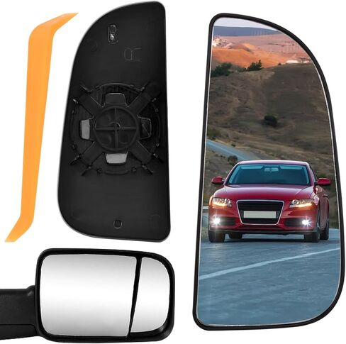 68067730AA Ram Passenger Right Side Lower Mirror Glass Replacement for 2010-2020 Dodge Ram, 1500 2500 3500 4500 5500 Towing Mirror Model, Right Pass Convex Lower Accessories Glass with Removal Tool in Kuwait