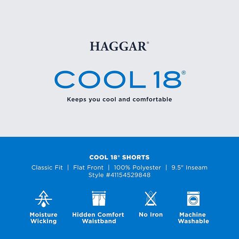 Haggar Men's Cool 18 Classic Fit Expandable Waist Short Regular and Big & Tall Sizes in Saudi Arabia