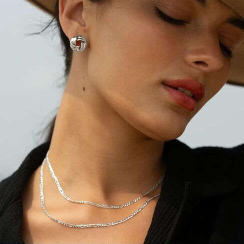 S925 Sterling Silver Figaro Chain Necklace for Women Girls 3mm/5mm Thick Sturdy & Colourfast Women's Chain Necklaces Jewelery for Women Girls 14/16/18/20/22/24/Inch in Saudi Arabia