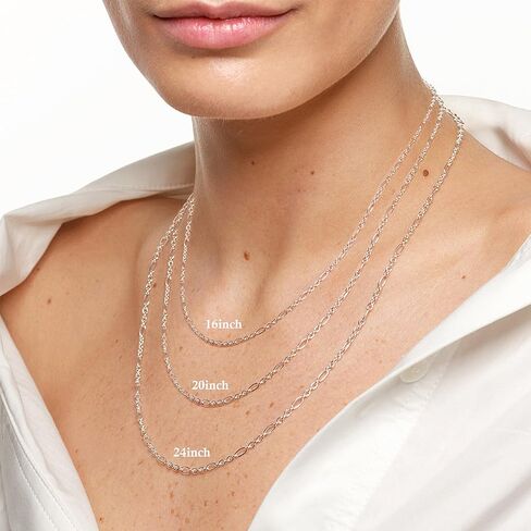 S925 Sterling Silver Figaro Stain Necklace for Women Girls 3mm/5mm سميكة متينة وسلسلة السلسلة للسيدات المجوهرات للنساء الفتيات 14/16/10/22/22/24/بوصة in Kuwait