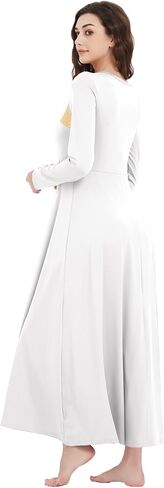Long Sleeve Praise Dance Dress for Women Metallic Liturgical Worship Dance Costumes Lyrical Costume Church Robe in Kuwait