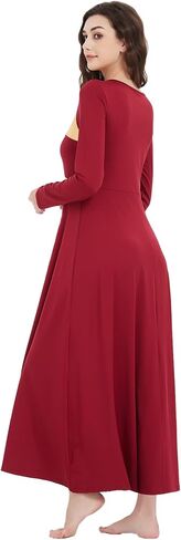 Long Sleeve Praise Dance Dress for Women Metallic Liturgical Worship Dance Costumes Lyrical Costume Church Robe in Kuwait