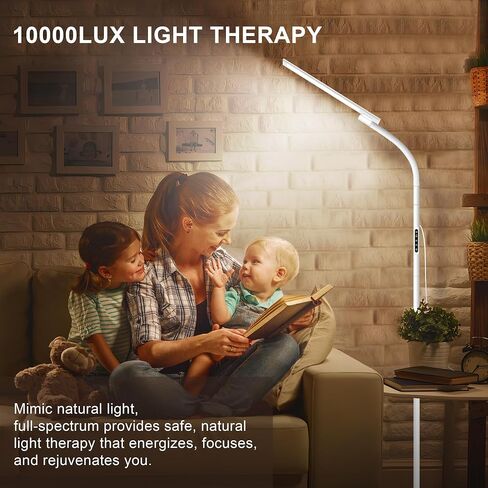 Light Therapy Lamp,10000 Lux Happy Therapy Light, Floor Sun Therapy Lamp with Remote & Touch Control & Adjustable Gooseneck for Reading/Office/Home in Saudi Arabia