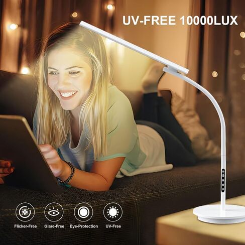 Light Therapy Lamp,10000 Lux Happy Therapy Light, Floor Sun Therapy Lamp with Remote & Touch Control & Adjustable Gooseneck for Reading/Office/Home in Saudi Arabia