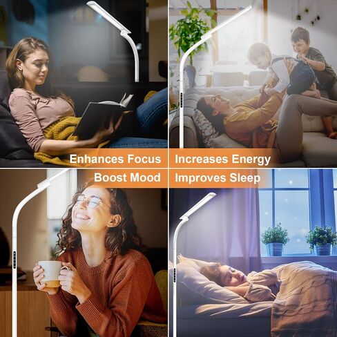Light Therapy Lamp,10000 Lux Happy Therapy Light, Floor Sun Therapy Lamp with Remote & Touch Control & Adjustable Gooseneck for Reading/Office/Home in Saudi Arabia