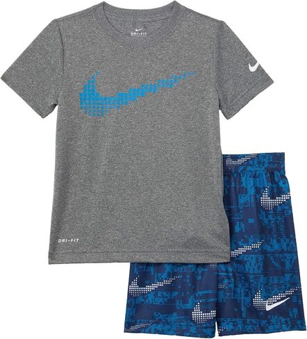 Nike Baby Boy's Dri-FIT Dominate Graphic T-Shirt and Shorts Two-Piece Set (Toddler) Blue Void 3 Toddler in Saudi Arabia