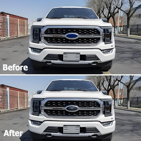 9.5 Inch Front Grille Rear Tailgate Emblem Compatible with 2015-2024 Ford F150,Overlay American Flag Decals Exterior Accessories, Black (2Pack) in Saudi Arabia