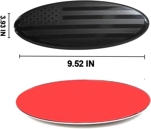 9.5 Inch Front Grille Rear Tailgate Emblem Compatible with 2015-2024 Ford F150,Overlay American Flag Decals Exterior Accessories, Black (2Pack) in Saudi Arabia