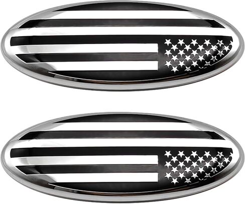 9.5 Inch Front Grille Rear Tailgate Emblem Compatible with 2015-2024 Ford F150,Overlay American Flag Decals Exterior Accessories, Black (2Pack) in Saudi Arabia