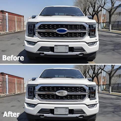 9.5 Inch Front Grille Rear Tailgate Emblem Compatible with 2015-2024 Ford F150,Overlay American Flag Decals Exterior Accessories, Black (2Pack) in Saudi Arabia