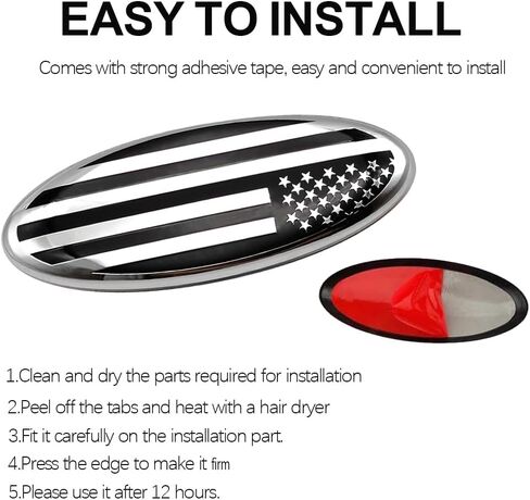 9.5 Inch Front Grille Rear Tailgate Emblem Compatible with 2015-2024 Ford F150,Overlay American Flag Decals Exterior Accessories, Black (2Pack) in Saudi Arabia