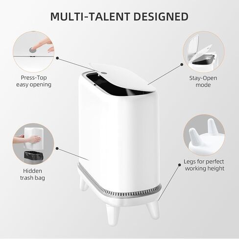 Bathroom Trash Can with Lid, Vacuum Adsorption Small Garbage Can 3.2 Gallon Press Top Lid Trash Bin with Legs Waterproof Waste Basket for Bathroom Bedroom Office Home in Saudi Arabia