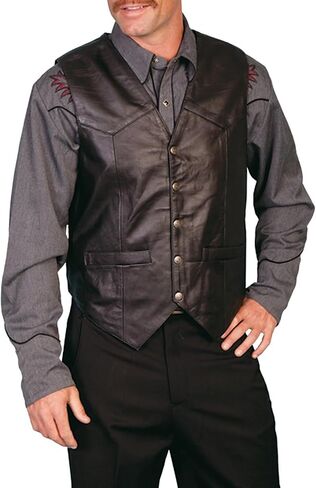 Classic Snap Button Black Motorcycle Leather Vest for Men - Riding Club Adult Motorcycle Vests in Saudi Arabia