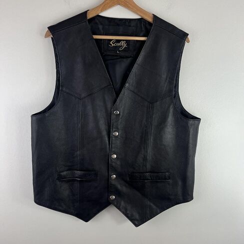 Classic Snap Button Black Motorcycle Leather Vest for Men - Riding Club Adult Motorcycle Vests in Saudi Arabia