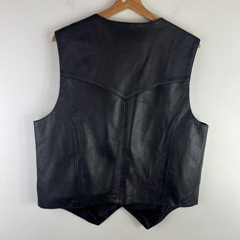Classic Snap Button Black Motorcycle Leather Vest for Men - Riding Club Adult Motorcycle Vests in Saudi Arabia
