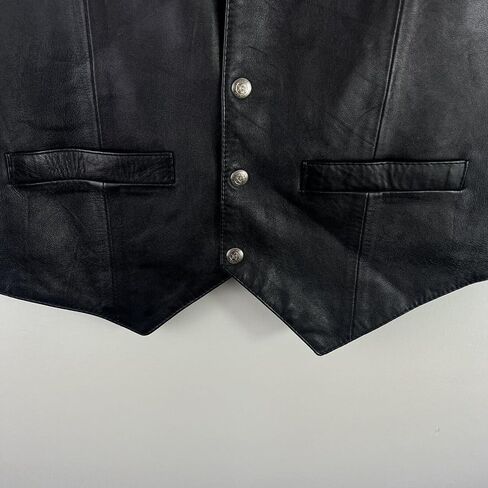 Classic Snap Button Black Motorcycle Leather Vest for Men - Riding Club Adult Motorcycle Vests in Saudi Arabia