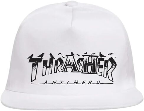 Thrasher Magazine Logo Embroidered Black / Silver Mesh Trucker Hat - Adjustable in Saudi Arabia