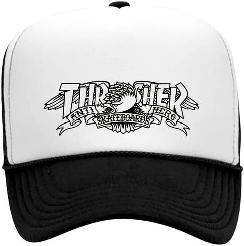Thrasher Magazine Logo Embroidered Black / Silver Mesh Trucker Hat - Adjustable in Saudi Arabia