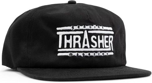 Thrasher Magazine Logo Embroidered Black / Silver Mesh Trucker Hat - Adjustable in Saudi Arabia