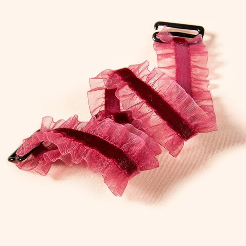 Velvet Ruffle Lace Trim Decorative Bra Straps with Choker Elegant Lingerie Shoulder Belts for Women in Kuwait
