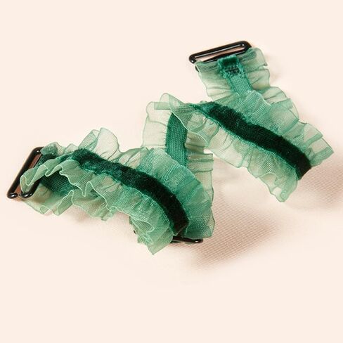 Velvet Ruffle Lace Trim Decorative Bra Straps with Choker Elegant Lingerie Shoulder Belts for Women in Kuwait