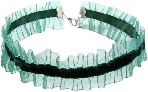 Velvet Ruffle Lace Trim Decorative Bra Straps with Choker Elegant Lingerie Shoulder Belts for Women in Kuwait