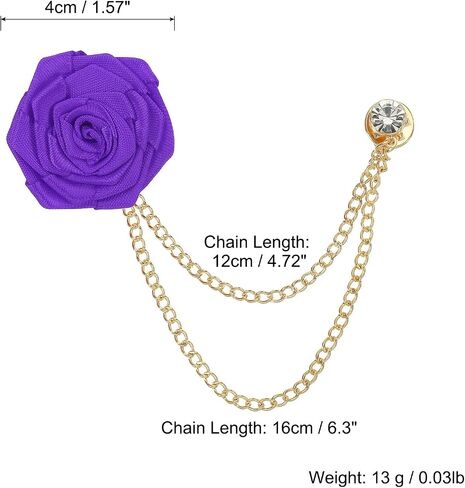 MECCANIXITY Bridegroom Brooches Rose Flower,Cloth Lapel Pin Handmade Fashion Gold Chain Boutonnieres with Tassel Chain/Suit Stud for Wedding Men' Suit Accessories in Saudi Arabia