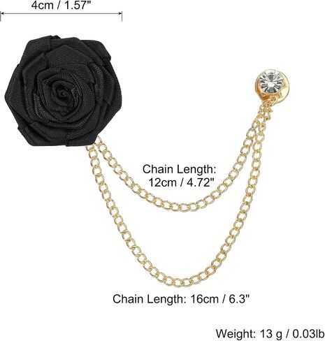 MECCANIXITY Bridegroom Brooches Rose Flower,Cloth Lapel Pin Handmade Fashion Gold Chain Boutonnieres with Tassel Chain/Suit Stud for Wedding Men' Suit Accessories in Saudi Arabia