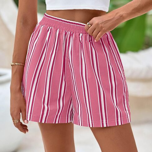 PRETTYGARDEN Boxer Shorts for Women 2025 Spring Striped PJ Y2K Casual Cotton Pajama Summer Lounge Sleep Bottoms with Pockets in Saudi Arabia