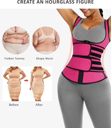 FeelinGirl Latex Waist Trainers Vest for Women Plus Size Waist Cincher Corset Two Belts Zipper 9 Steel Bones in Saudi Arabia