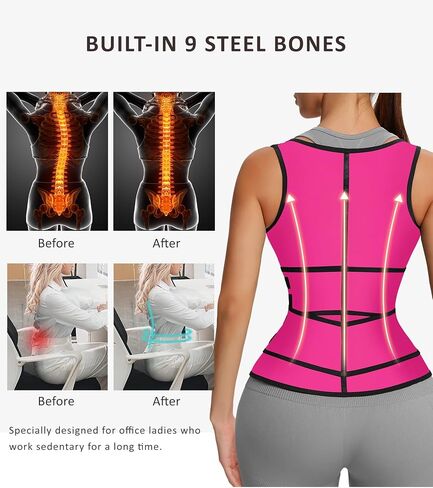 FeelinGirl Latex Waist Trainers Vest for Women Plus Size Waist Cincher Corset Two Belts Zipper 9 Steel Bones in Saudi Arabia