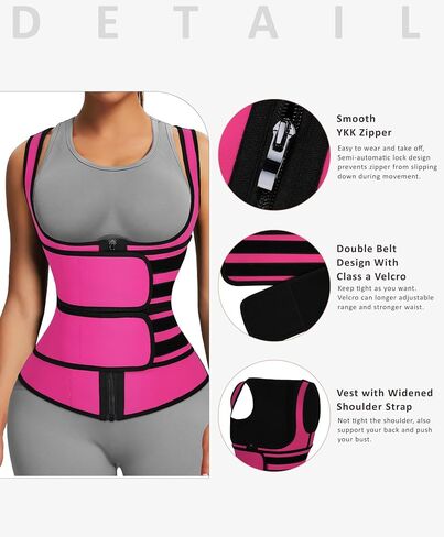 FeelinGirl Latex Waist Trainers Vest for Women Plus Size Waist Cincher Corset Two Belts Zipper 9 Steel Bones in Saudi Arabia