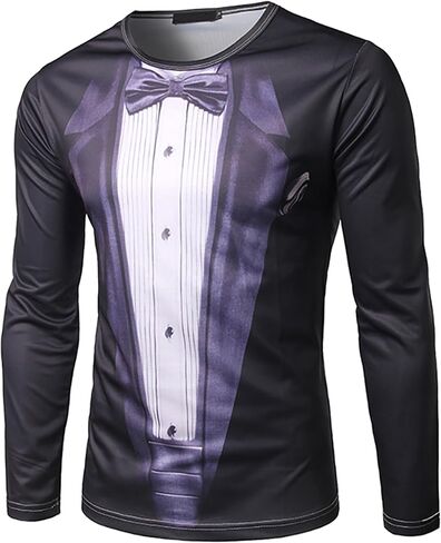 LMYOVE Premium 3D Printed Tuxedo Shirts for Men Long Sleeve in Saudi Arabia