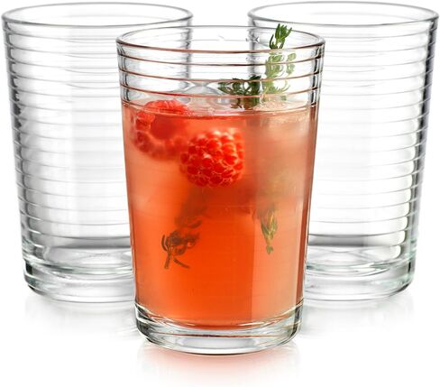 Glaver's Drinking Glasses Set of 10 Highball Glass Cups, Premium Quality 17 Oz. Coolers, Ribbed Glassware. Ideal for Water, Juice, Cocktails, and Iced Tea. Dishwasher Safe. in Saudi Arabia
