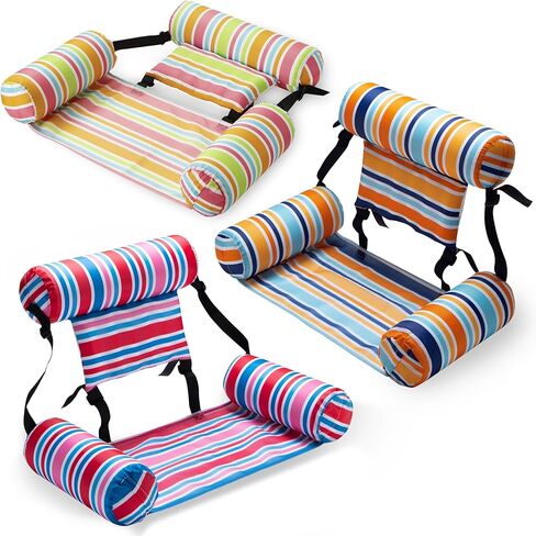 Sloosh Pool Floats Chairs Adult, 3 Packs Inflatable Pool Lounge Chairs,Blow up Pool Noodles Floats for Adults,Floating Water Chair for Pool Party Summer Water Fun in Kuwait
