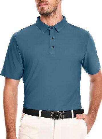 Mens Polo Shirts Moisture Wicking Golf Shirts Casual Short Sleeve Ice Silk Regular Fit Shirt in Kuwait