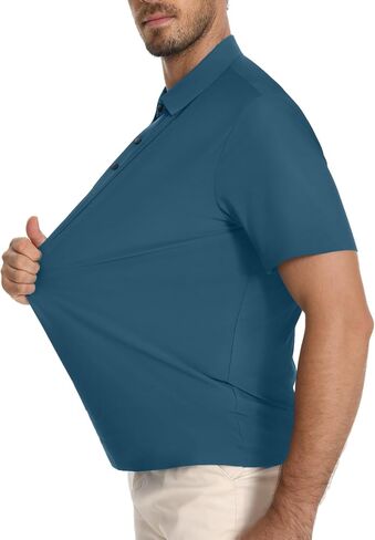 Mens Polo Shirts Moisture Wicking Golf Shirts Casual Short Sleeve Ice Silk Regular Fit Shirt in Kuwait