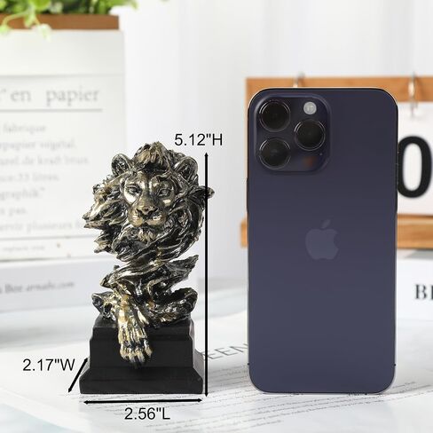 H&W Mini Lion Statue 5inch H - The King of Beasts - Figurine Decoration for Home/Study/Living Room, Great Collectible Figurines, Best Gift for The Man(Silver Color) in Saudi Arabia