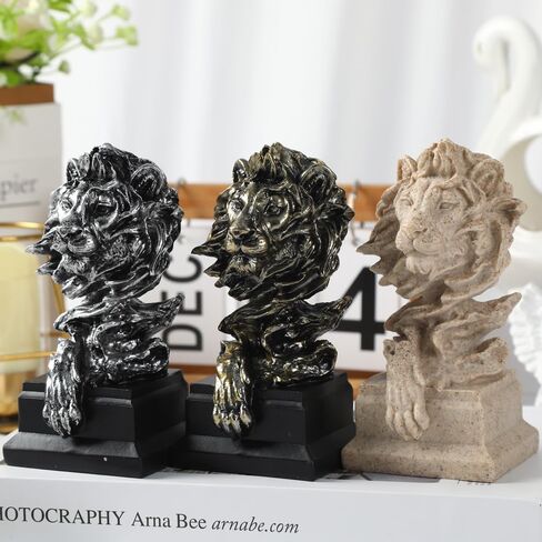 H&W Mini Lion Statue 5inch H - The King of Beasts - Figurine Decoration for Home/Study/Living Room, Great Collectible Figurines, Best Gift for The Man(Silver Color) in Saudi Arabia