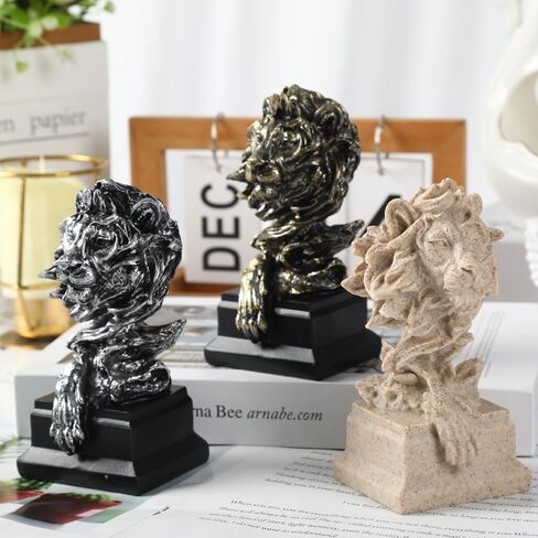 H&W Mini Lion Statue 5inch H - The King of Beasts - Figurine Decoration for Home/Study/Living Room, Great Collectible Figurines, Best Gift for The Man(Silver Color) in Saudi Arabia