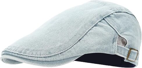Denim Newsboy Cap Adjustable Ivy Flat Cap Gatsby Cabbie Driving Hat for Men Women in Kuwait