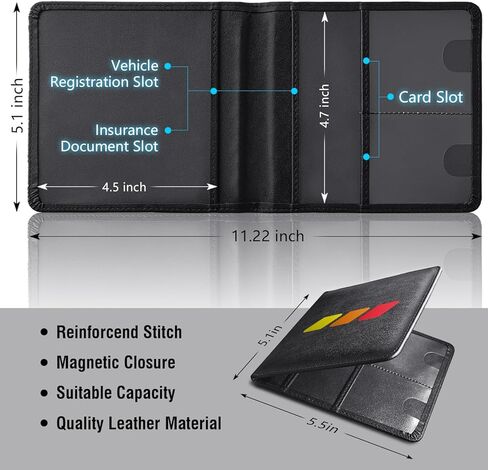 Leather Car Registration and Insurance Cards Holder Compatible with Chevy Camaro SS, Vehicle Glove Box Car Organizer with Magnetic Shut, Documents License for Camaro SS Owners in Kuwait