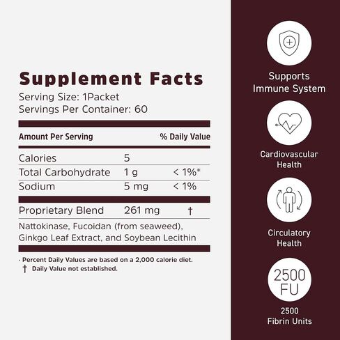 Nattokinase Plus Fucoidan for Circulatory Support, 2500FU Natto, Blood Circulation Supplements, Odor Free & Easy to Take Nattokinase Supplement, Okinawan Fucoidan, 2 Month Supply, 60 Count, Pack of 1 in Saudi Arabia