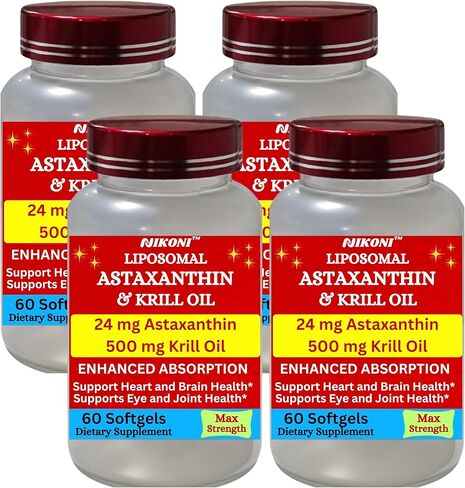 Astaxanthin liposomal 24mg مع ملحق Kril Oil 500mg ، 60 ناعمة in Kuwait