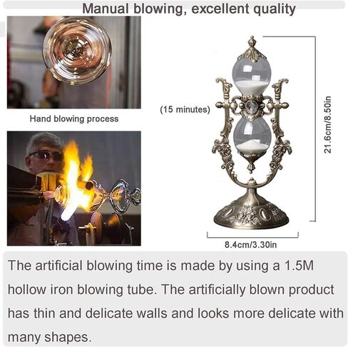 Hourglass Timer, 15 Minutes Embossed Golden Hourglass Timer,Used for Vintage Home Decoration, Office/Desk Decoration, Kitchen Wedding Gifts (P1-G42U-8VJR) in Kuwait