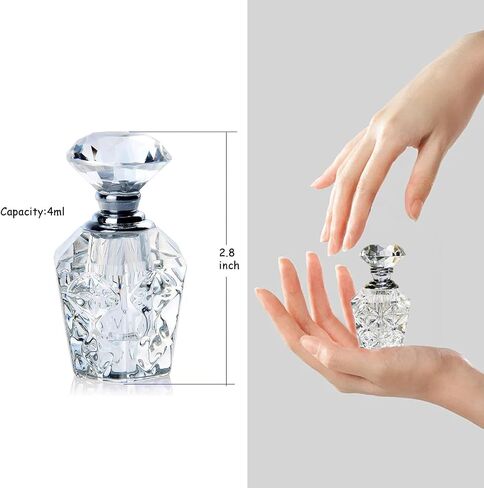 H&D HYALINE & DORA Clear Art Carved Crystal Empty Mini Refillable Perfume Bottle in Kuwait